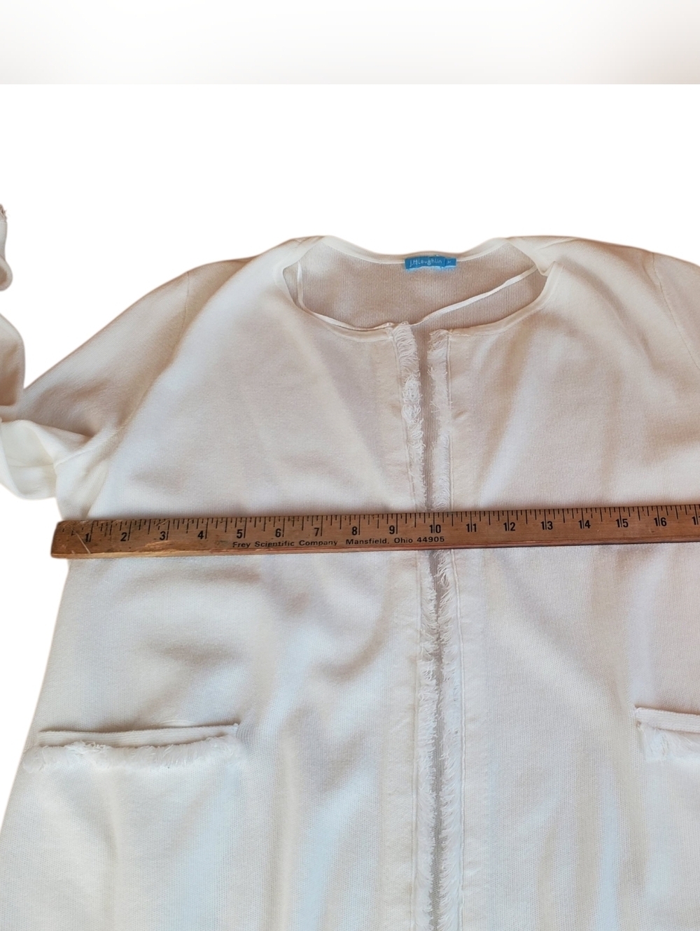 J. McLaughlin White Fringe Knit Cardigan (Size M) . #249 - Picture 8 of 11